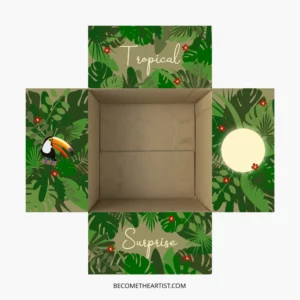 gift box tropical surprise à imprimer printable cadeau été anniversaire