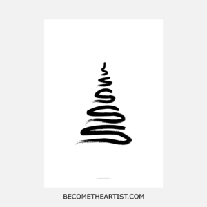 Sapin de Noël minimaliste en noir et blanc à imprimer