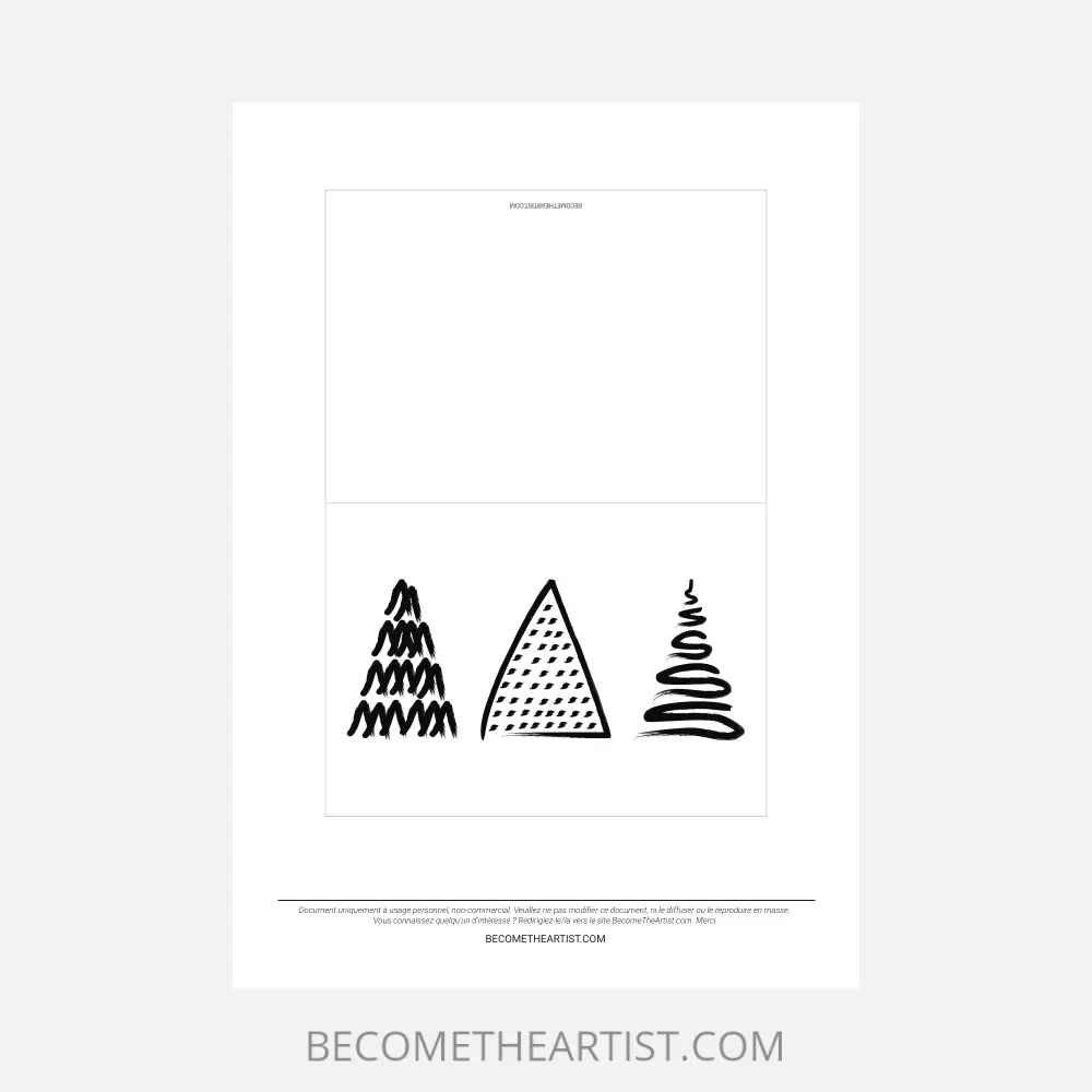 Carte et enveloppe '3 sapins de Noël' à imprimer • BecomeTheArtist