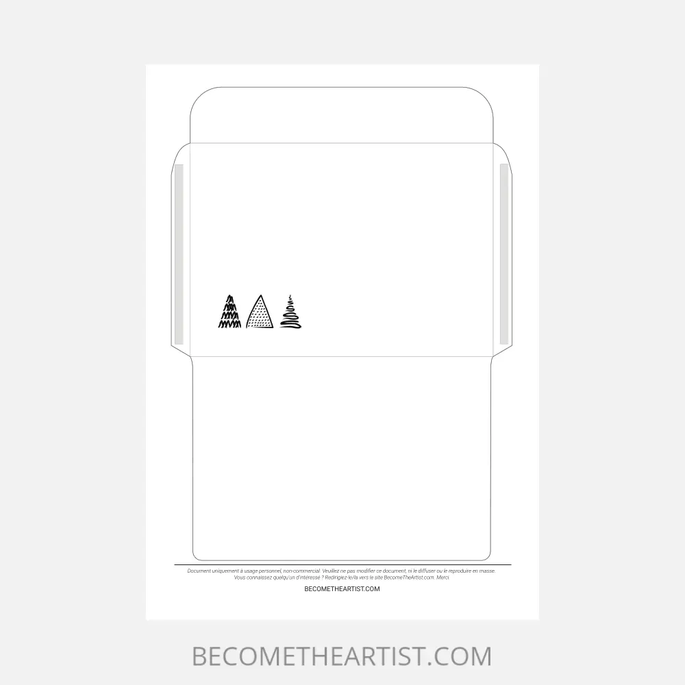 Carte et enveloppe '3 sapins de Noël' à imprimer • BecomeTheArtist